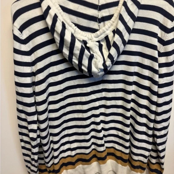 Navy and White Striped Men's‎ Hoodie - Picture 7 of 8
